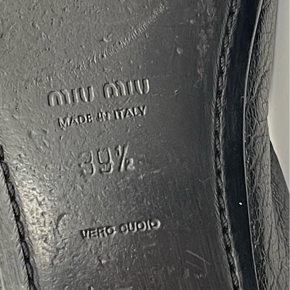 Miu Miu Black Leather Ballet Flats With Leather Bow Detail Size 39.5 / 9 US - Picture 11 of 13